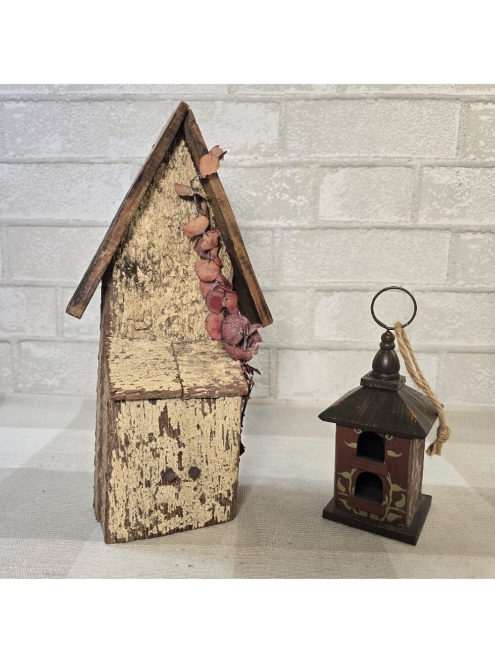 SOLD Rustic Wooden Birdhouse Handmade Decor Primitive Farmhouse Spring Set